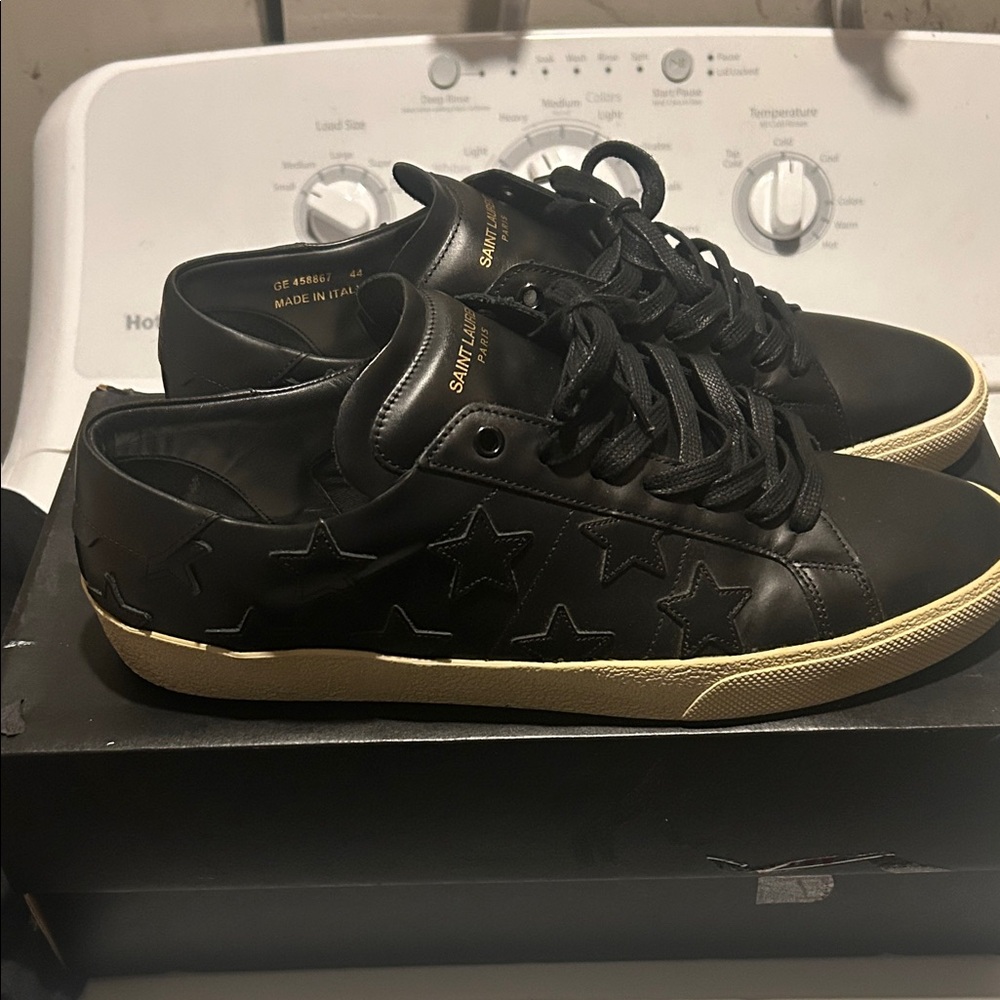 Saint Laurent Black Star-Embellished Sneakers